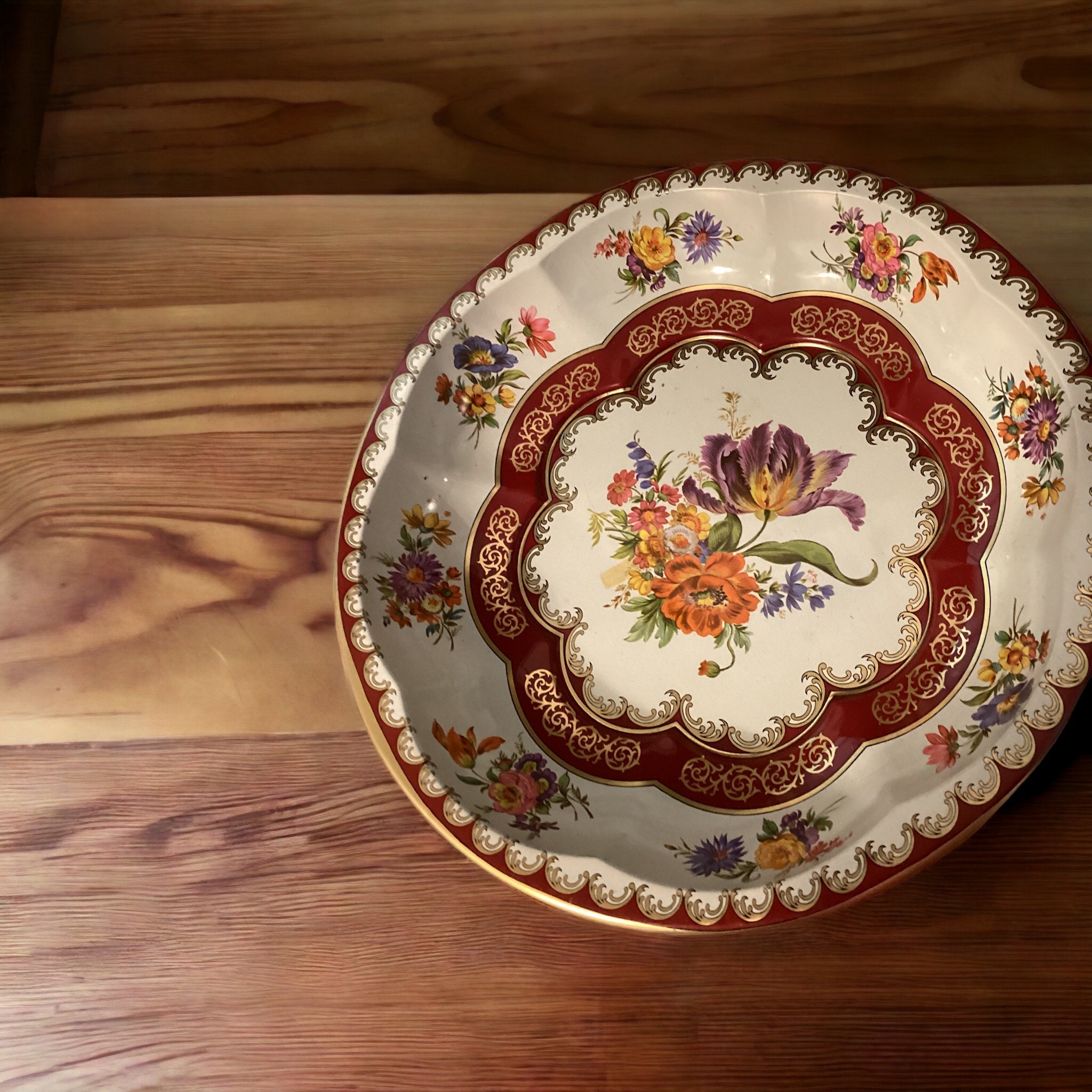 Set of 4 1971 Vintage Tin Plates, Decorative Kitchen Plates, Vintage