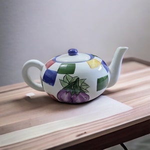 Table top sun unlimited teapot hand painted verdura collection, vegetable hand painted teapot , vintage teapot