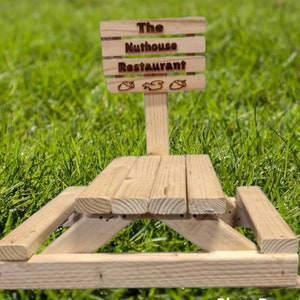 Personalized squirrel feeder, squirrel picnic table, wildlife feeder