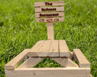 Personalized squirrel feeder, squirrel picnic table, wildlife feeder