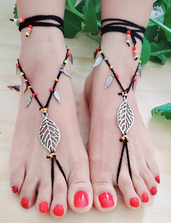 Barefoot Sandals,yoga Sandals,hippie Sandals,foot Jewelry, Boho Barefoot  Sandals,cotton Barefoot Sandals,bottomless Sandals,nude Shoe,xero -   Australia