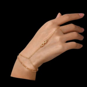 Infinity hand chain bracelet, hand chain bracelet, gold filled ring chain bracelet, ring chain bracelet Gift for bride to be