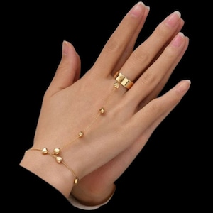 Hand chain bracelet, beaded chain bracelet, ring bracelet
