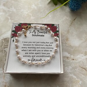 Zu meinem Seelenverwandten Geschenk, Message-Karte Schmuck für Frau.Fuß Schmuck Geschenk für Frau, Perle Fußkettchen für Frau, Valentinstag Schmuck, Fußkettchen für sie