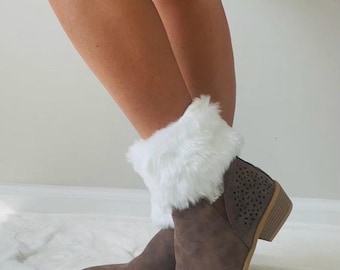 Faux Fur Boot Cuffs, Women's Leg Warmers, Stretch Fit