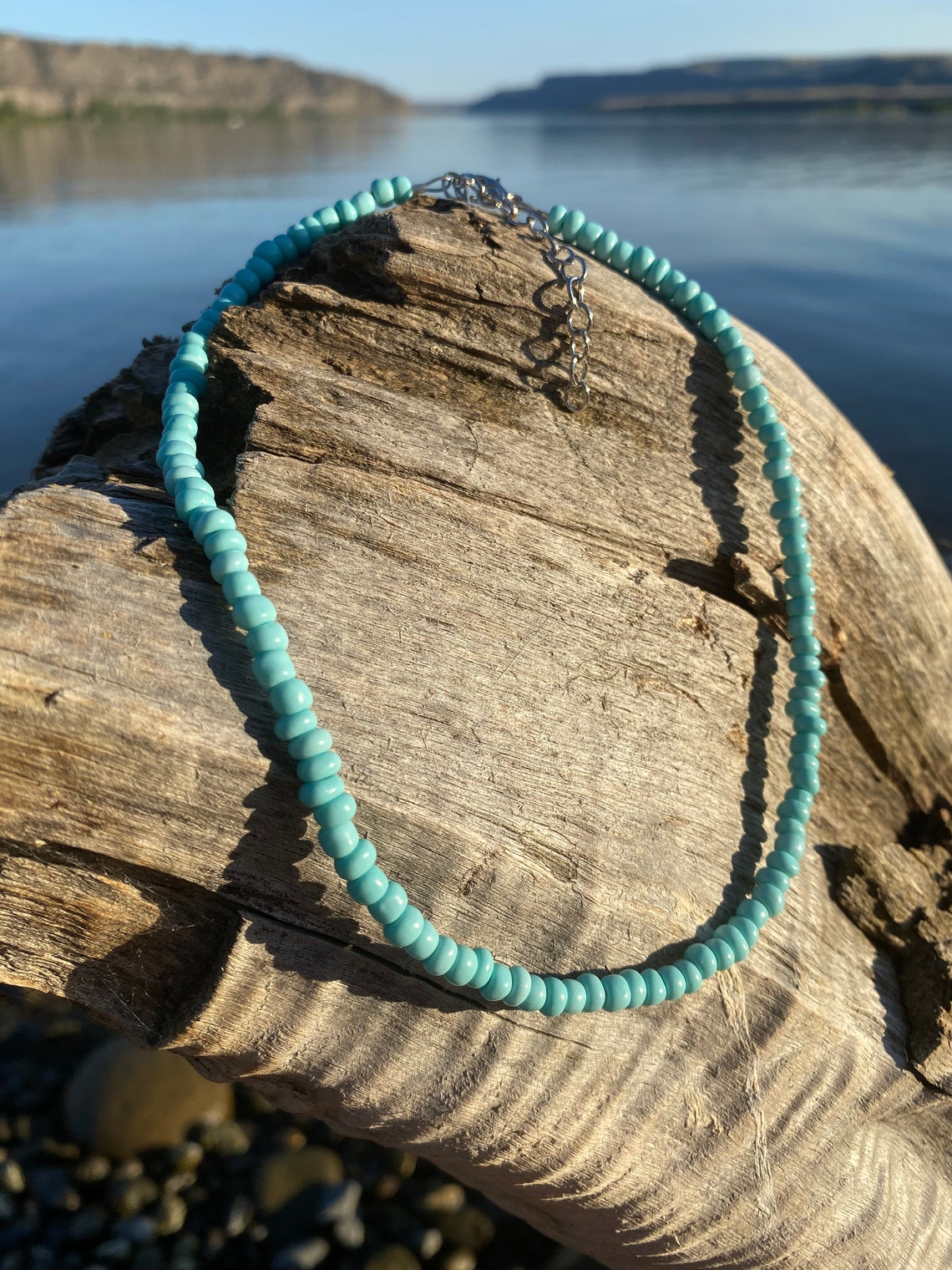 Glass bead necklace beach vibe boho trendy Etsy