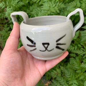 Tazas de gato/ Platos de baratijas/ Cerámica hecha a mano