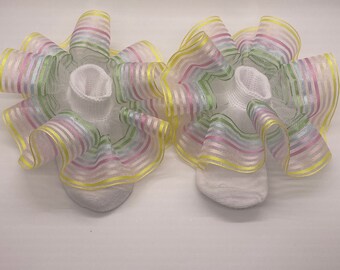 Ruffle Socks- Sheer Pastel Stripes