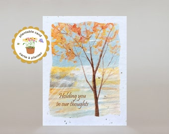 Sympathy card, plantable seed paper, eco-friendly, biodegradable, handmade card, Holding you in our thoughts