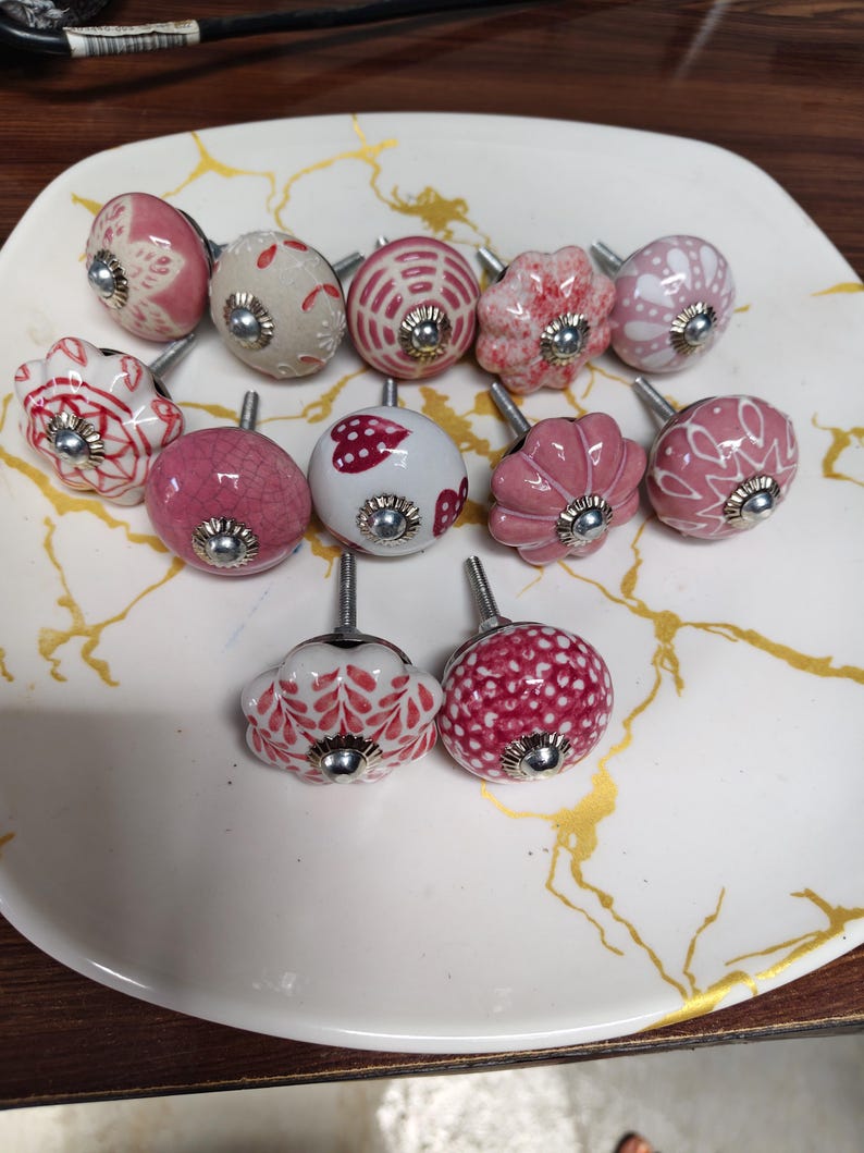 10er Set Knäufe Keramik Knäufe Shabby Chic Möbel Knäufe Möbelknöpfe Knäufe Blumen Boho Möbelknöpfe Vintage Keramik Möbelknäufe Bild 10