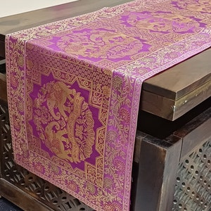 Pinker Elefant Tischläufer: Indianer Dekor, 40 x 150cm