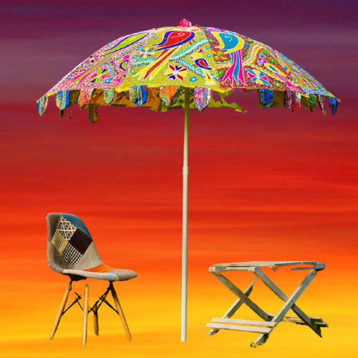 Indian Hand Made Multi Color Garden Umbrella Patio beach or - Etsy