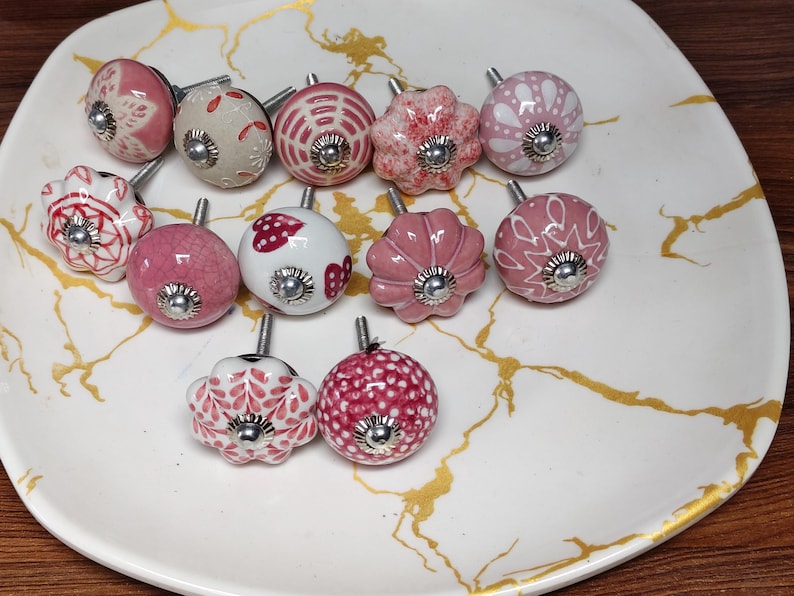 10er Set Knäufe Keramik Knäufe Shabby Chic Möbel Knäufe Möbelknöpfe Knäufe Blumen Boho Möbelknöpfe Vintage Keramik Möbelknäufe Bild 6