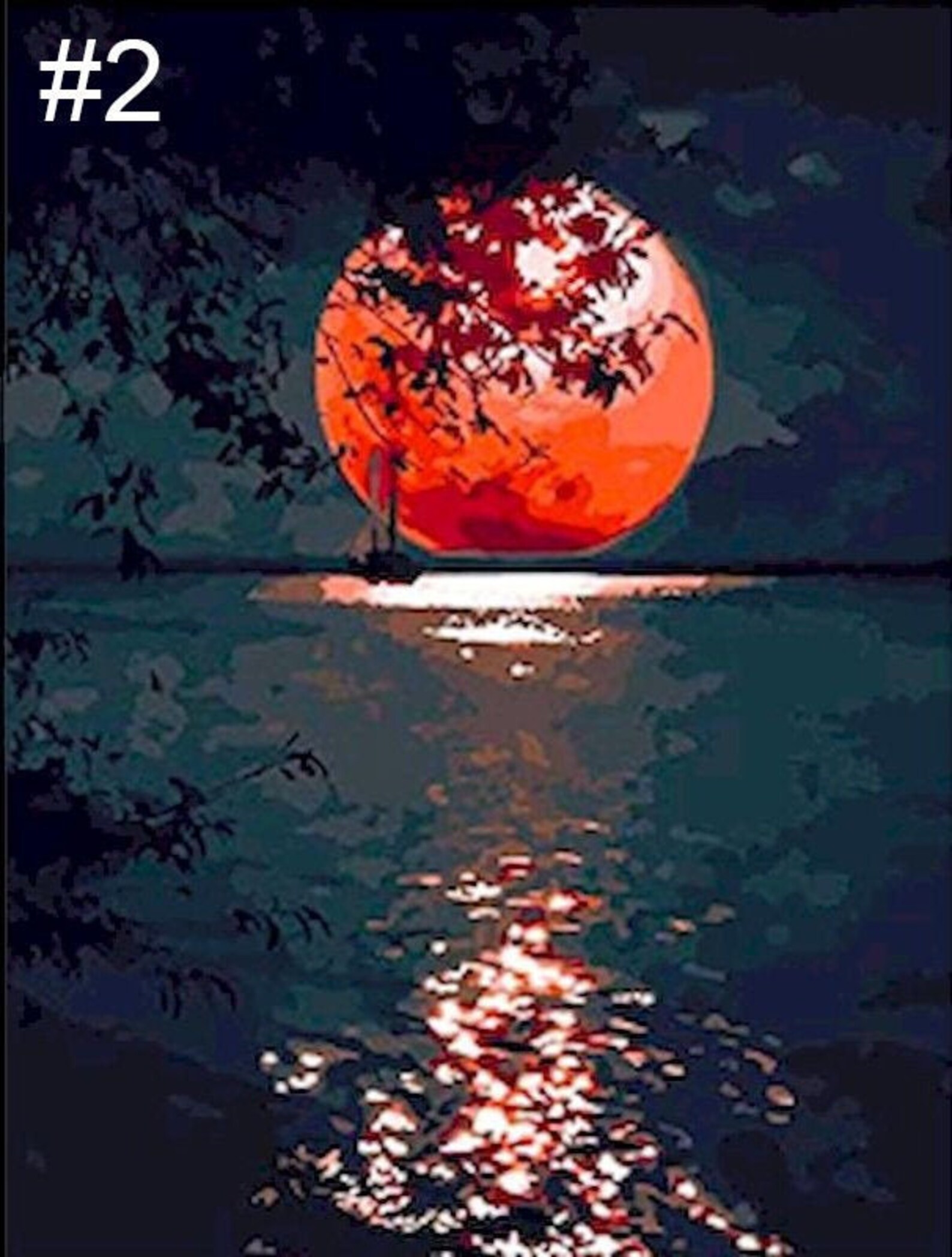 Full Moon Paint by Numbers Kit Wall Art Moonlight Paint by Etsy