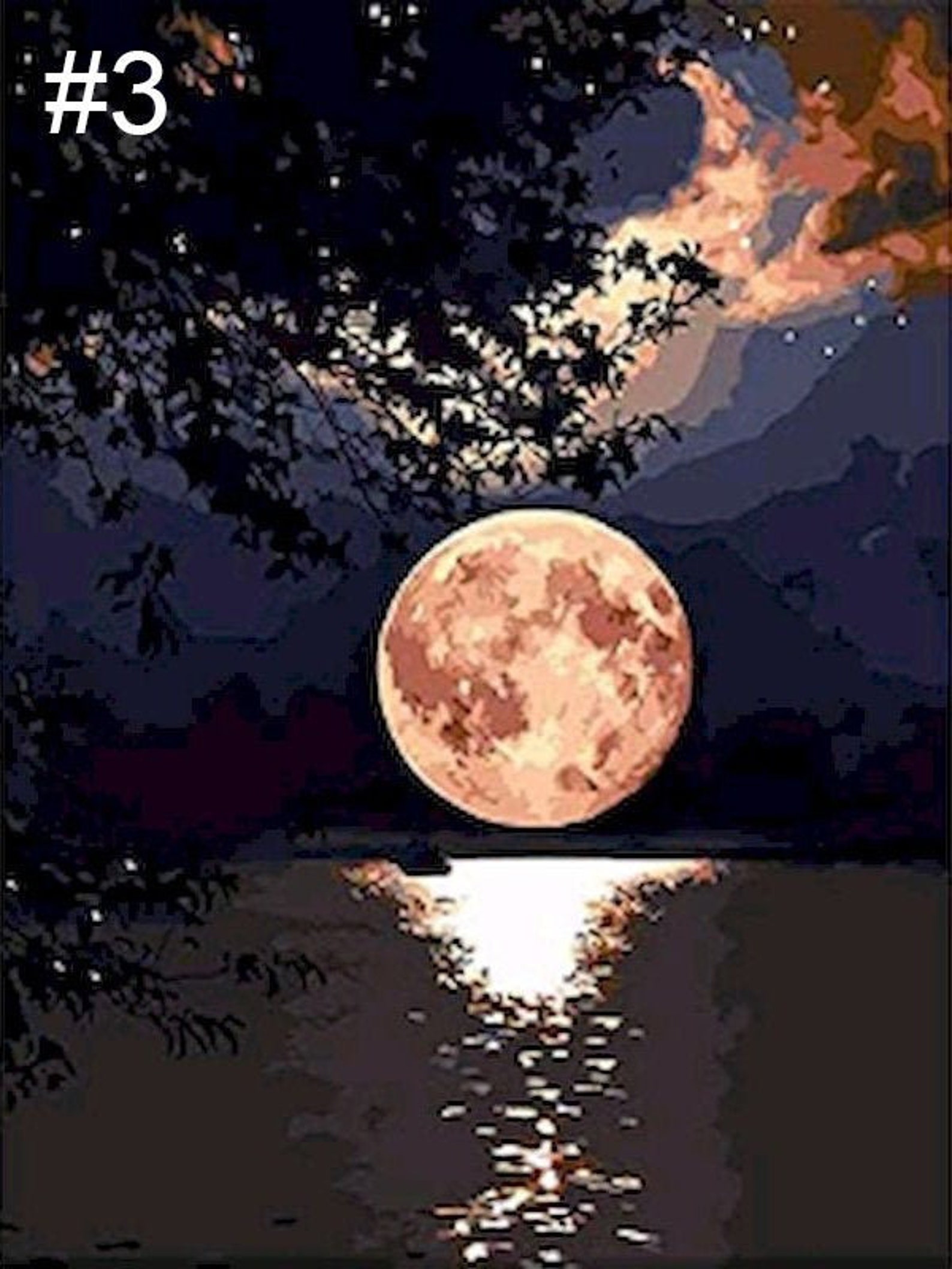 Full Moon Paint by Numbers Kit Wall Art Moonlight Paint by Etsy