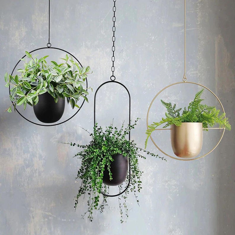 Metal Hanging Wall Planter Hanging Planter Indoor Hanging Etsy