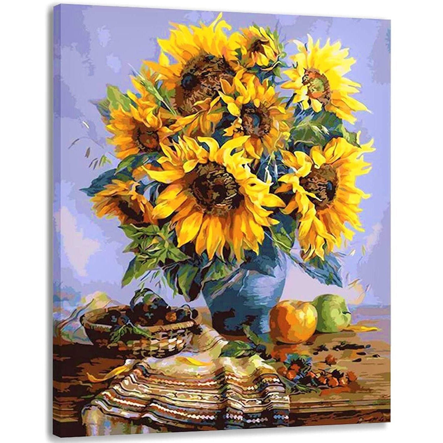 Sunflowers Paint by Numbers Kit Wall Art Sunflower in Vase Etsy