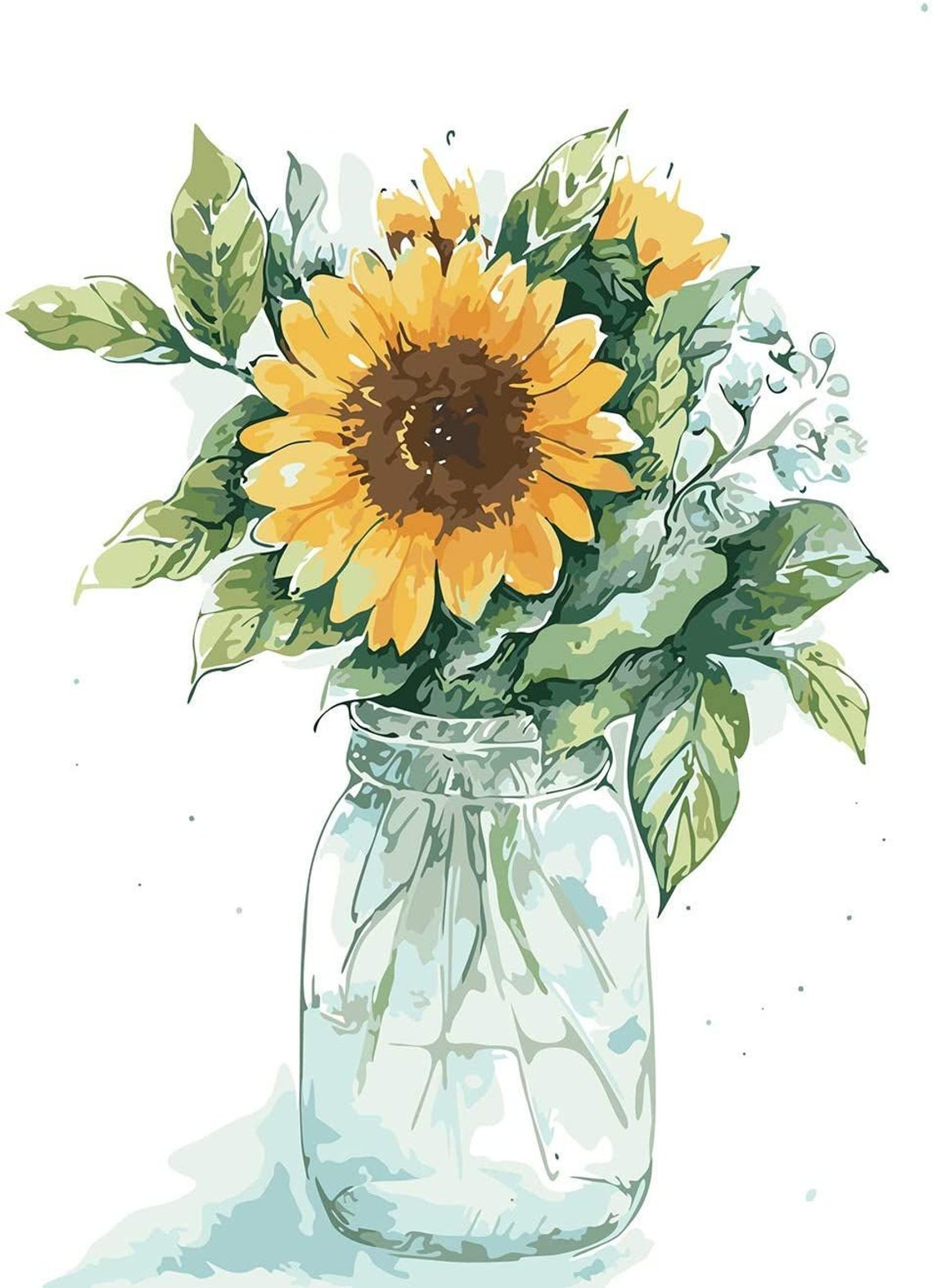 Sunflowers in Glass Vase Paint By Numbers Kit Wall Art Etsy