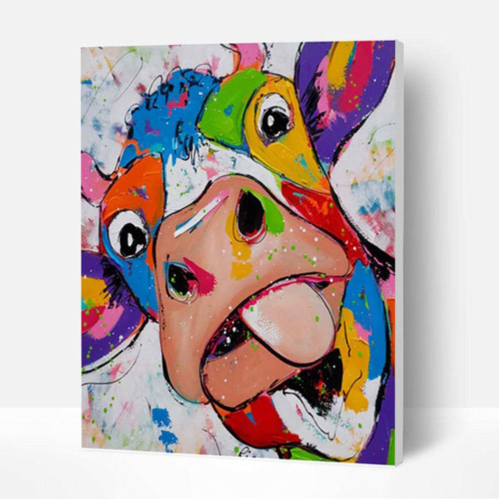 Funny Cow Paint by Numbers Kit Wall Art Colorful Cow Paint by Etsy