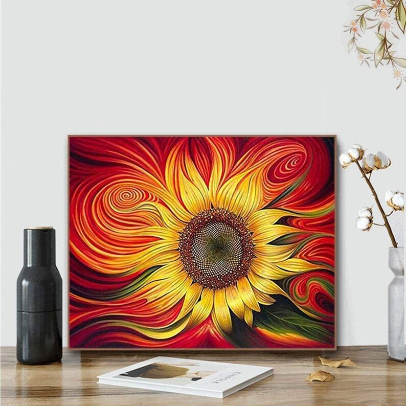 Sunflower Paint by Numbers Kit Wall Art Sunflowers Paint by Etsy