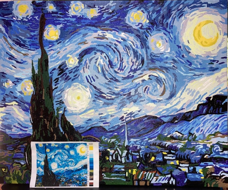 Starry Night Paint by Numbers Kit Wall Art Van Gogh Paint by Etsy