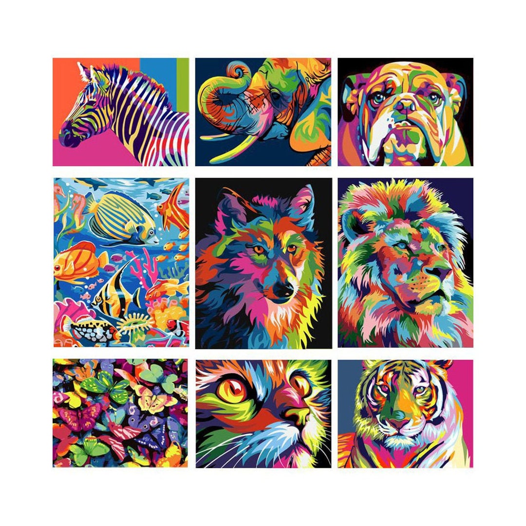 15 Designs Animals Paint by Numbers Kit Wall Art Lion Paint - Etsy Australia