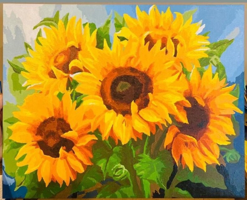 Beautiful Sunflowers Paint by Numbers Kit Wall Art Sunflower Etsy
