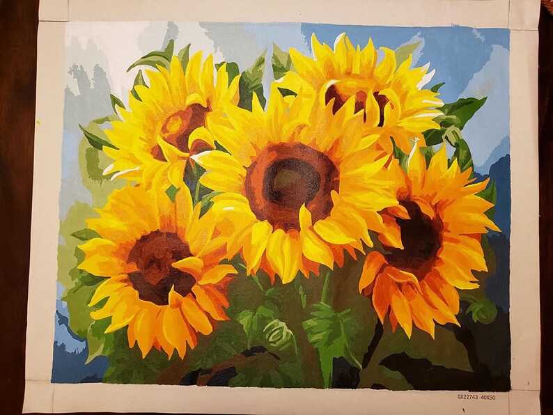 Beautiful Sunflowers Paint by Numbers Kit Wall Art Sunflower Etsy
