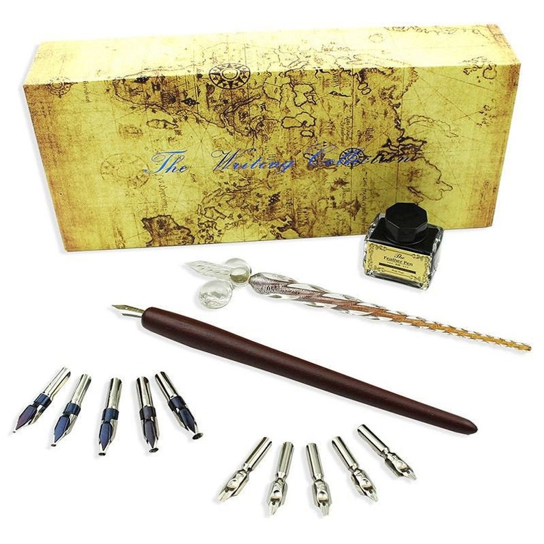 15 Pcs Calligraphy Set With Wooden Calligraphy Pen Glass Dip Etsy