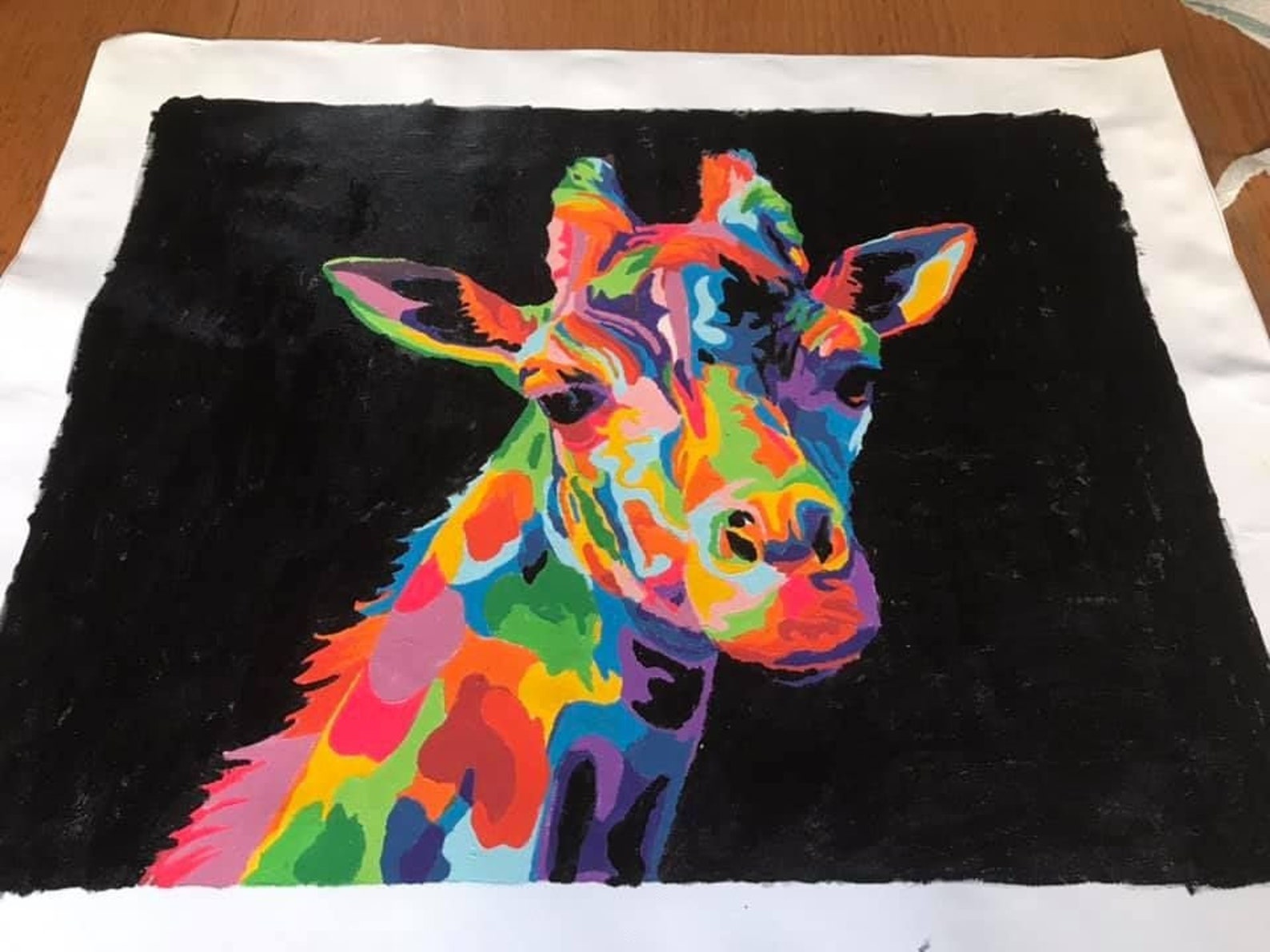 Giraffe Art Paint by Numbers Kit Rainbow Giraffe DIY Paint by Etsy
