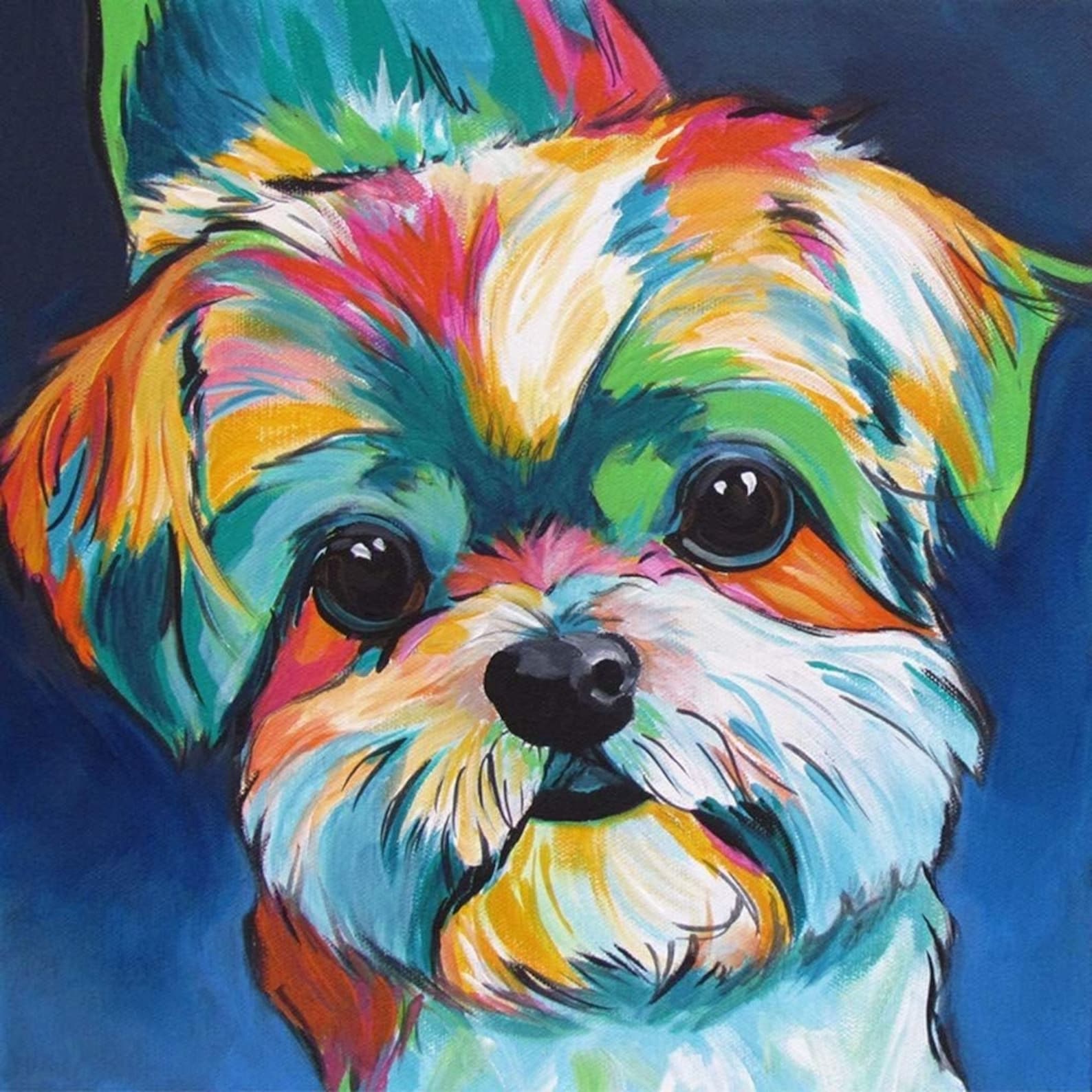 Cute Colourful Dog Paint by Numbers Kit Wall Art Dog Paint by - Etsy UK