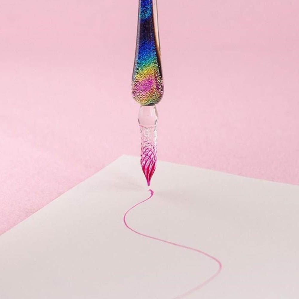 Rainbow Glass Pen Set with 5 Colors Ink in Gift Box 7 Pcs Etsy