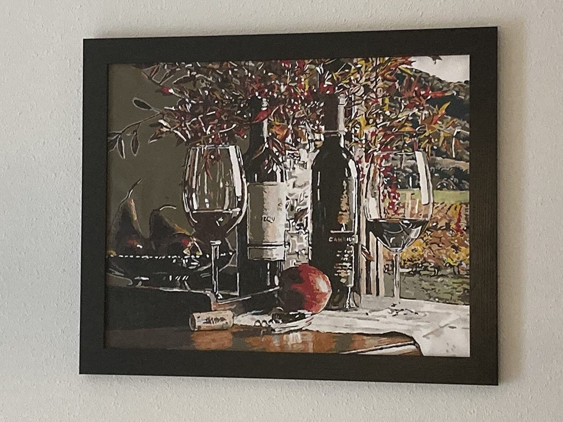 Wine Glass Paint by Numbers Kit Wall Art Red Wine Paint by Etsy UK