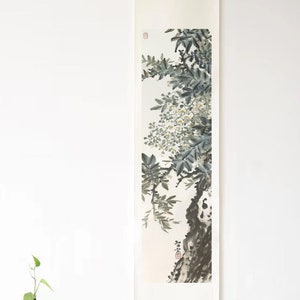 Greenery Wall Art For Living Room  Locust Scroll Painting Original Chinese New Year Decor Greenery Wall Decor Greenery Scroll Art Gift