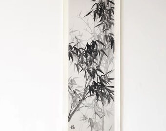 Originale bambù a mano libera pennellata pittura su seta opere d'arte originali su seta Fengshui Wall Decor Zen Wall Scroll Chinese Wall Scroll Art