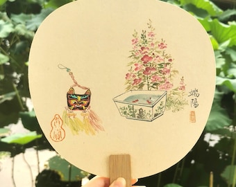 Hand-Painted Chinese Fan: Crane & Bamboo, Hanfu Decor