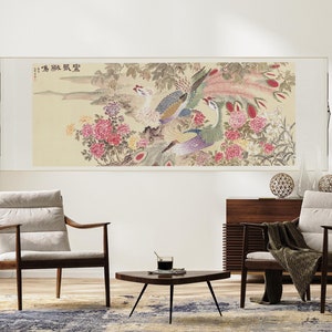 Horizontal Wall Art For Living Room Phoenix Wall Art Chinese Wedding Art Gift Auspicious Feng Shui Wall Decor Asian Wall Decor Art Gift