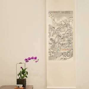 Landscape Scroll for Living Room Japanese Scroll Art Original Chinese Landscape Scroll Zen Wall Art Wall Decor Antique art gift for Home