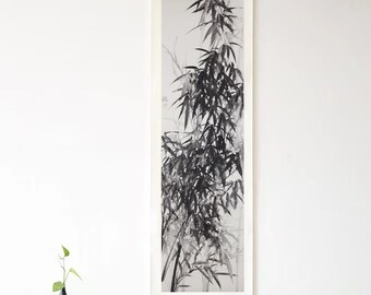 Originale bambù a mano libera pennellata pittura su seta opere d'arte originali su seta Fengshui Wall Decor Zen Wall Scroll Chinese Wall Scroll Art