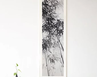 Originale bambù a mano libera pennellata pittura su seta opere d'arte originali su seta Fengshui Wall Decor Zen Wall Scroll Chinese Wall Scroll Art