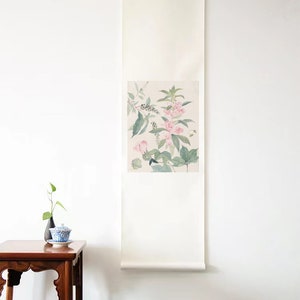 Original Flower Scroll art Classic Chinese Wall Hanging Original Scroll art Janpadi Wall Hanging Housewarming art gift Fengshui art decor