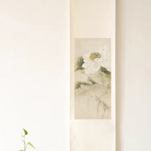 Lotus Scroll Wall Art For Home Lotus Watercolor Painting Original Japanese Scroll Art  Wall Hanging For Entryway Lotus Art Gift For Home