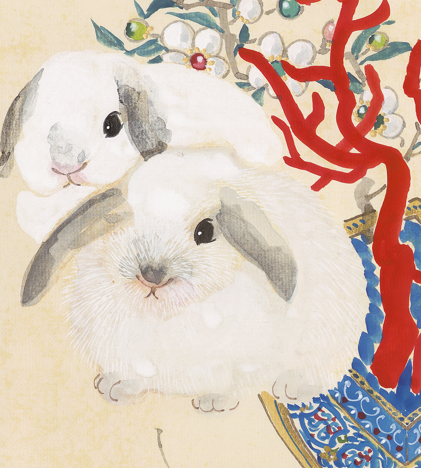 Original Mini Rabbit Scroll Chinese Painting Rabbit Hanging - Etsy