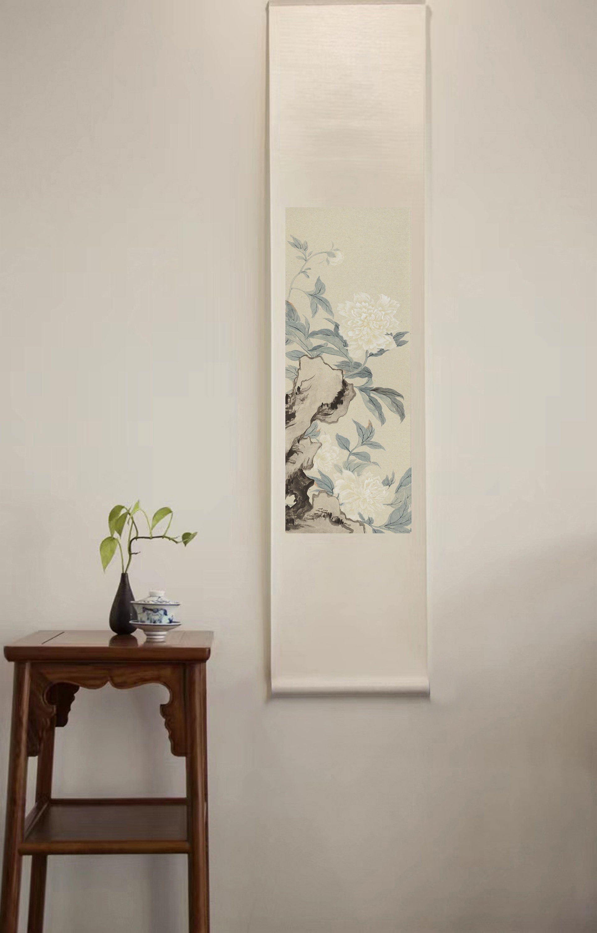 Scroll Wall Art for Living Room Peony Scroll Painting Japanese Scroll ...