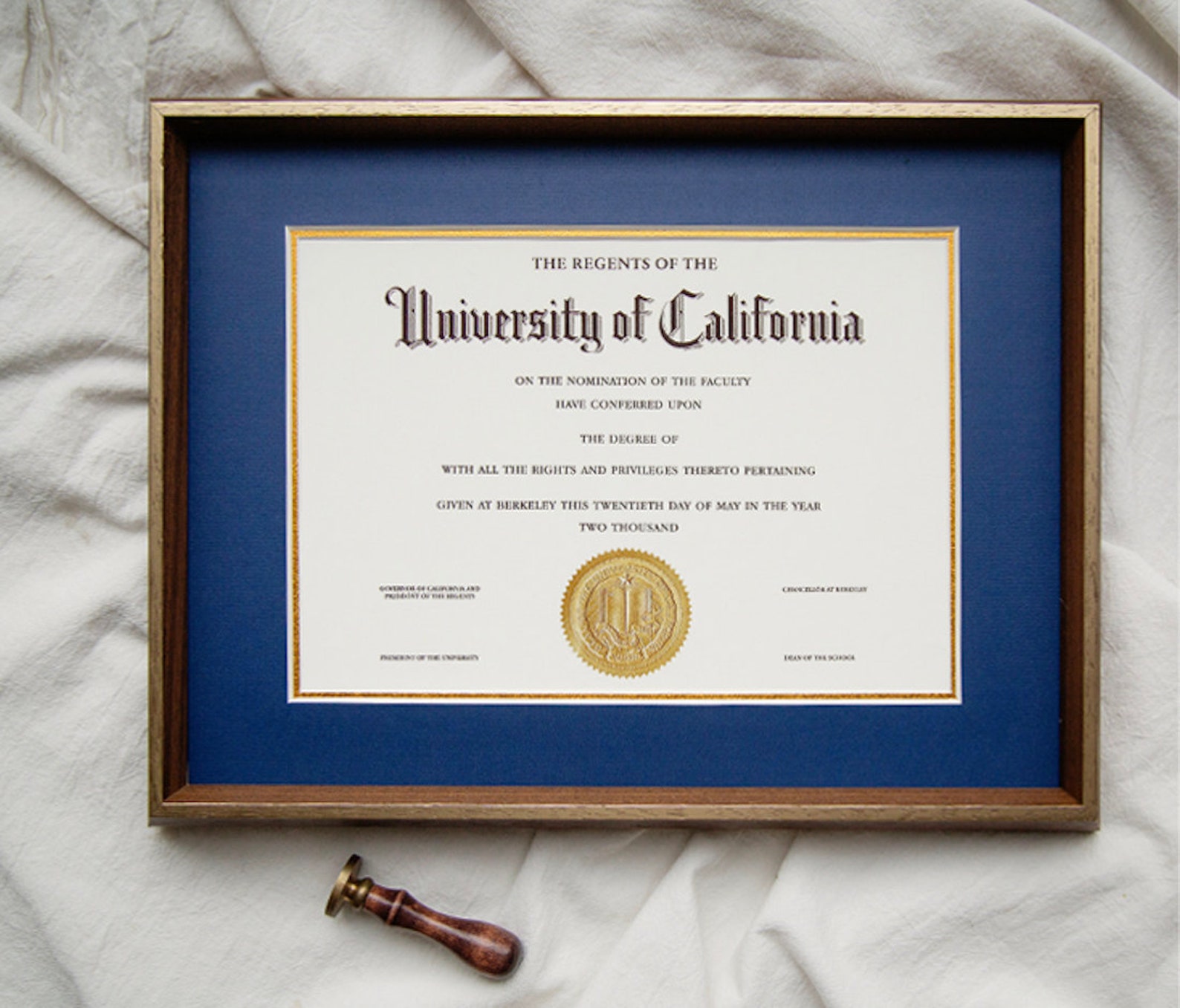 College Diploma Frame, Solid Wood Gilding, Doublelayer Bicolor, Custom