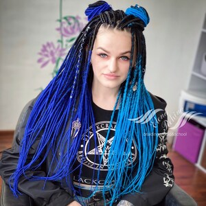 Black synthetic dreadlocks ombre classic double ended dreads Black to Blue Synthetic dreadlocks Dreadlocks extensions Boho dreadlocks