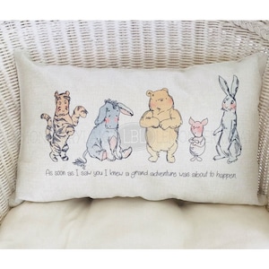 Pooh 12x20 Throw Pillow Cover Nursery Decorative New Mom Baby Shower Gift As soon as I saw you I knew a grand adventure was about to happen