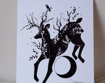 Moon Jumper Art Print | A5 Illustration Wall Art