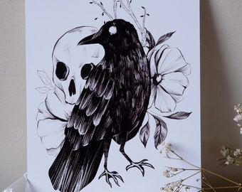 A Murder of Crows Art Print | A5 Illustration Wall Art