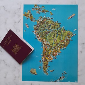 Mapa Pictórico: América Latina – Produção, Recursos Minerais e Comércio – 1960 – ilustrado por Eigener